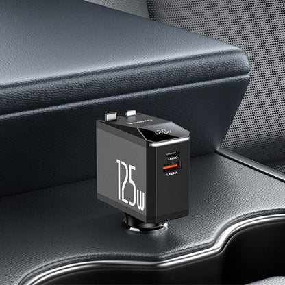 Car Charger with USB-C / Lightning Cable Yesido Y71 Display, 125W, 3A, 1 x USB-A - 1 x USB-C, Black