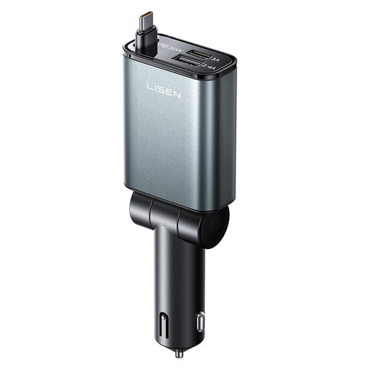 Caricabatterie Auto con Cavo USB-C Lisen, 57W, 3A, 1 x USB-A - 1 x USB-C, Nero YL0325010016