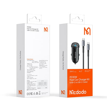 Caricabatterie Auto Con Cavo USB-C McDodo CC-7493 Obsidian, 30W, 3A, 1 x USB-C, Nero