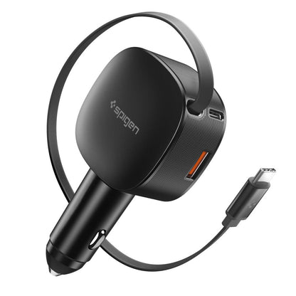 Caricabatterie Auto con Cavo USB-C Spigen EV603BT Essential, 60W, 3A, 1 x USB-A - 1 x USB-C, Nero