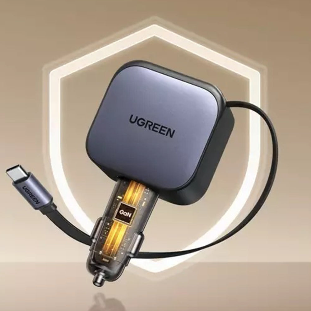 Caricabatterie Auto Con Cavo USB-C UGREEN EC603, 90W, 3A, 1 x USB-A - 1 x USB-C, Grigio