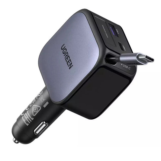 Caricabatterie Auto Con Cavo USB-C UGREEN EC603, 90W, 3A, 1 x USB-A - 1 x USB-C, Grigio