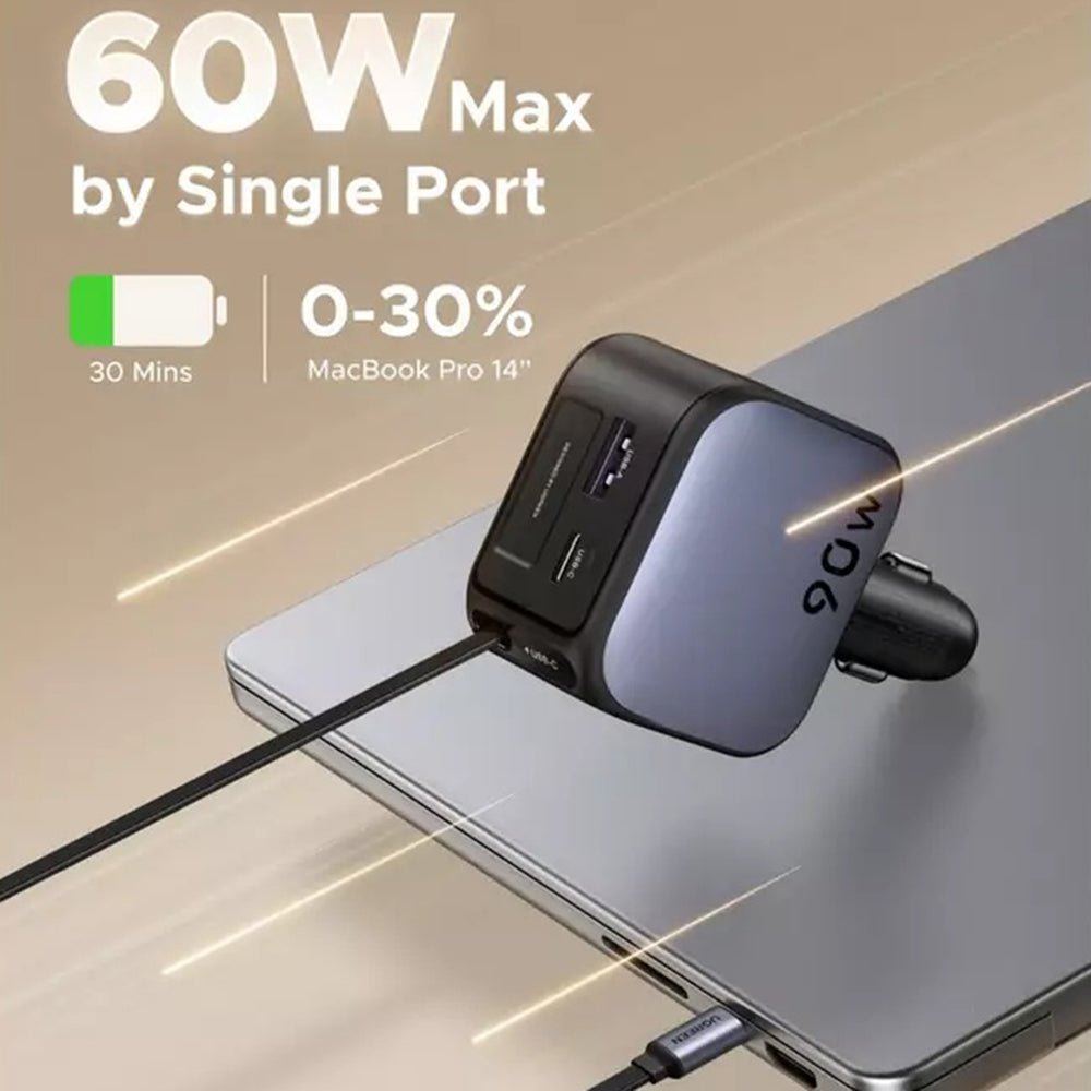 Caricabatterie Auto Con Cavo USB-C UGREEN EC603, 90W, 3A, 1 x USB-A - 1 x USB-C, Grigio
