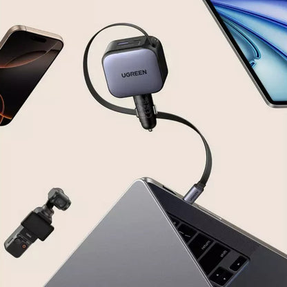 Caricabatterie Auto Con Cavo USB-C UGREEN EC603, 90W, 3A, 1 x USB-A - 1 x USB-C, Grigio