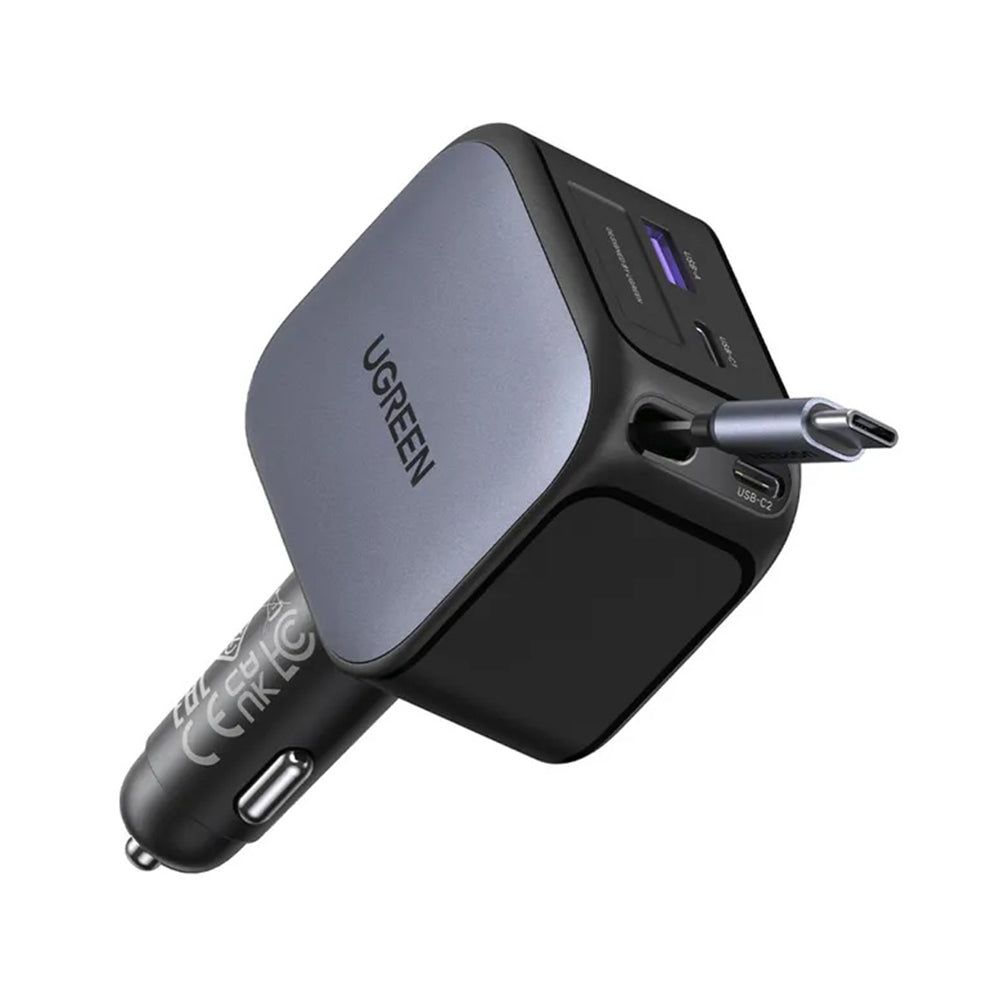 Caricabatterie Auto Con Cavo USB-C UGREEN EC604 (55910B) Nexode, 145W, 1 x USB-A - 2 x USB-C, Nero