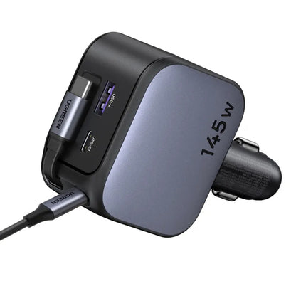 Caricabatterie Auto Con Cavo USB-C UGREEN EC604 (55910B) Nexode, 145W, 1 x USB-A - 2 x USB-C, Nero