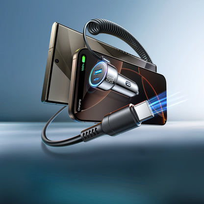 Caricabatterie Auto con Cavo USB-C Joyroom JR-CL07, 72W, 3A, 1 x USB-A - 1 x USB-C, Nero