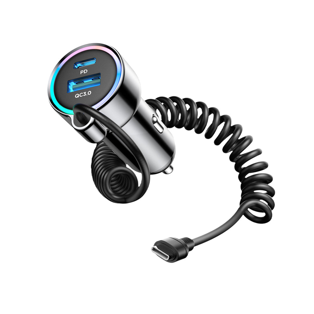 Caricabatterie Auto con Cavo USB-C Joyroom JR-CL07, 72W, 3A, 1 x USB-A - 1 x USB-C, Nero