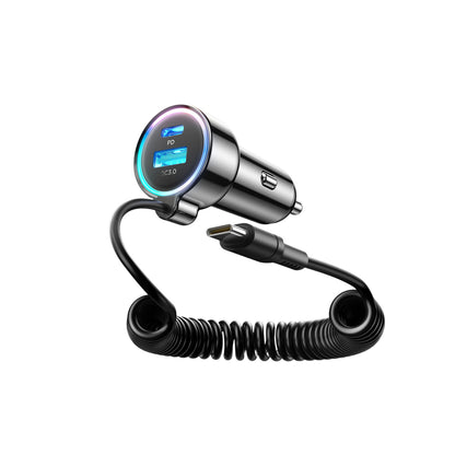 Caricabatterie Auto con Cavo USB-C Joyroom JR-CL07, 72W, 3A, 1 x USB-A - 1 x USB-C, Nero