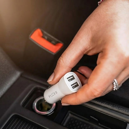 Caricabatterie Auto Fixed, 15.5W, 3A, 2 x USB-A, Bianco