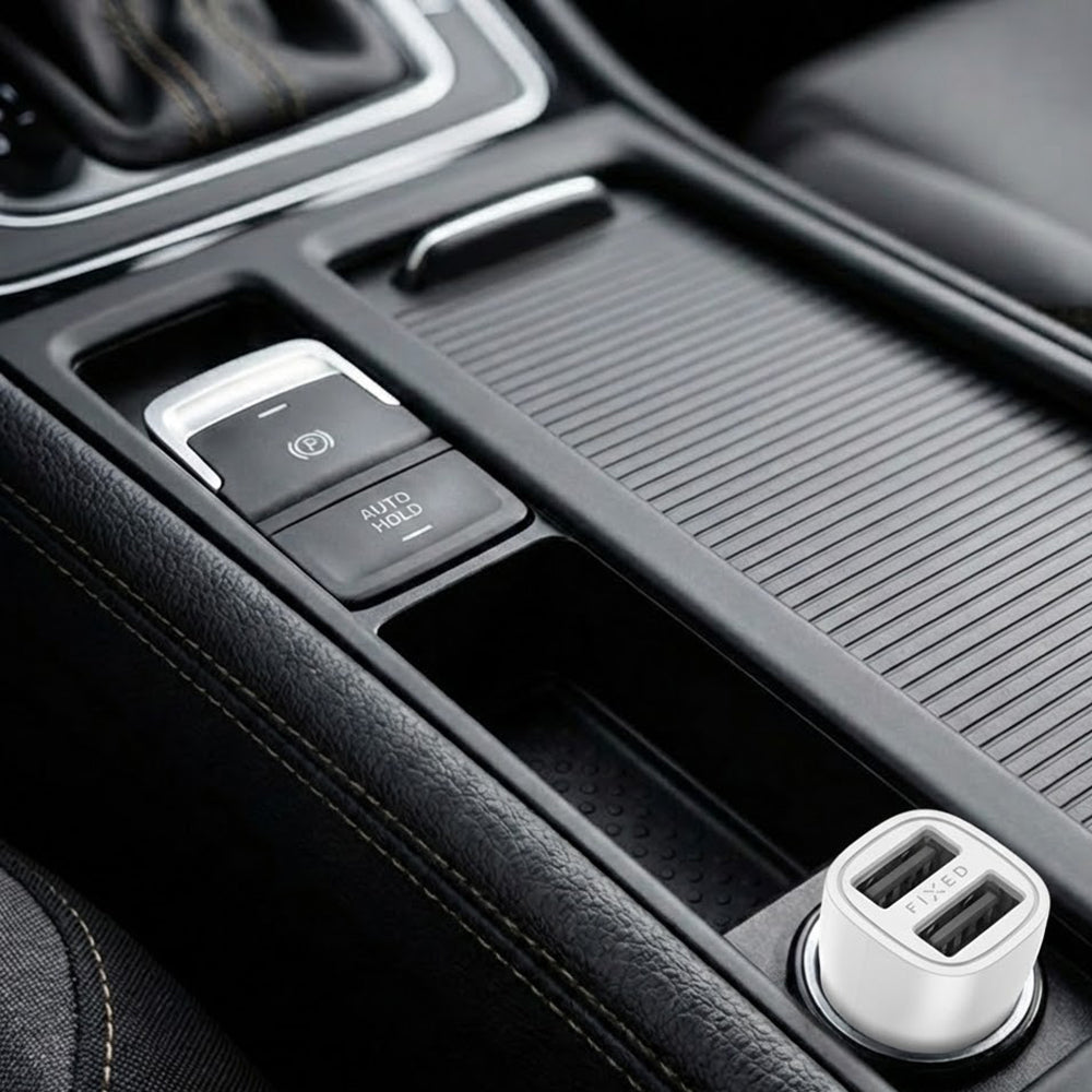 Caricabatterie Auto Fixed, 15.5W, 3A, 2 x USB-A, Bianco