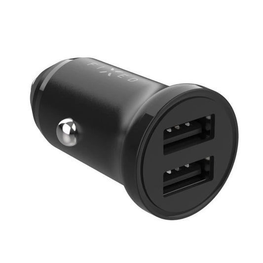Fixed Auto Charger, 15.5W, 3A, 2 x USB-A, Black