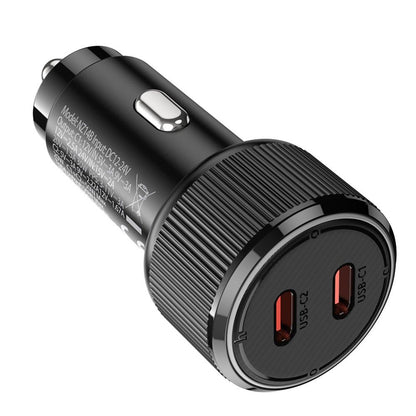 Caricabatterie Auto HOCO NZ14B, 50W, 3A, 2 x USB-C, Nero