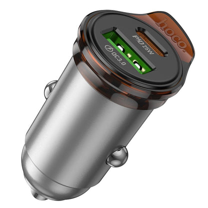 Caricabatterie Auto HOCO NZ16A, 43W, 3A, 1 x USB-A - 1 x USB-C, Grigio