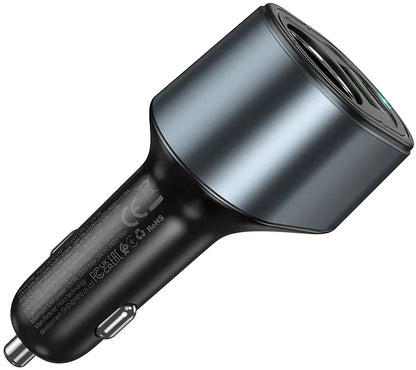 Caricabatterie Auto HOCO Z56, 35W, 3A, 1 x USB-A - 1 x USB-C - 1 x Estensione Accendisigari, Nero