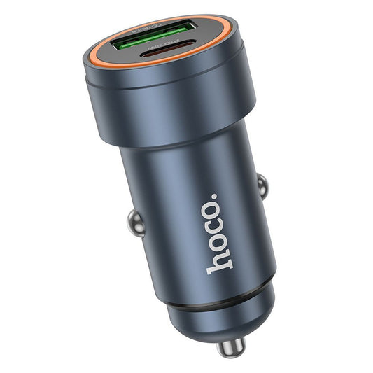 Caricabatterie Auto HOCO Z57A, 30W, 3A, 1 x USB-A - 1 x USB-C, Grigio