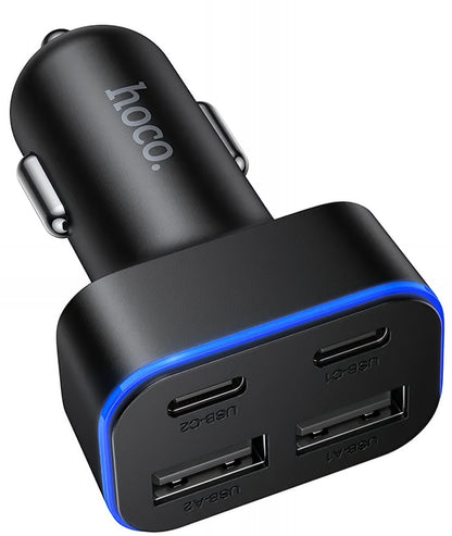 Caricabatterie Auto HOCO Z63, 42W, 3A, 2 x USB-A - 2 x USB-C, Nero