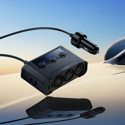 Caricabatterie Auto HOCO Z64, 15.5W, 3.1A, 2 x USB-A - 2 x USB-C - 3 x Estensione Accendisigari, Nero