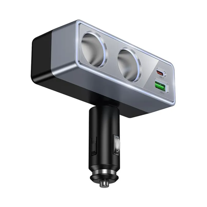 Caricatore Auto HOCO Z65B, 240W, 1 x USB-A - 1 x USB-C - 2 x Estensione Accendisigari, Nero