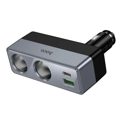 Caricatore Auto HOCO Z65B, 240W, 1 x USB-A - 1 x USB-C - 2 x Estensione Accendisigari, Nero