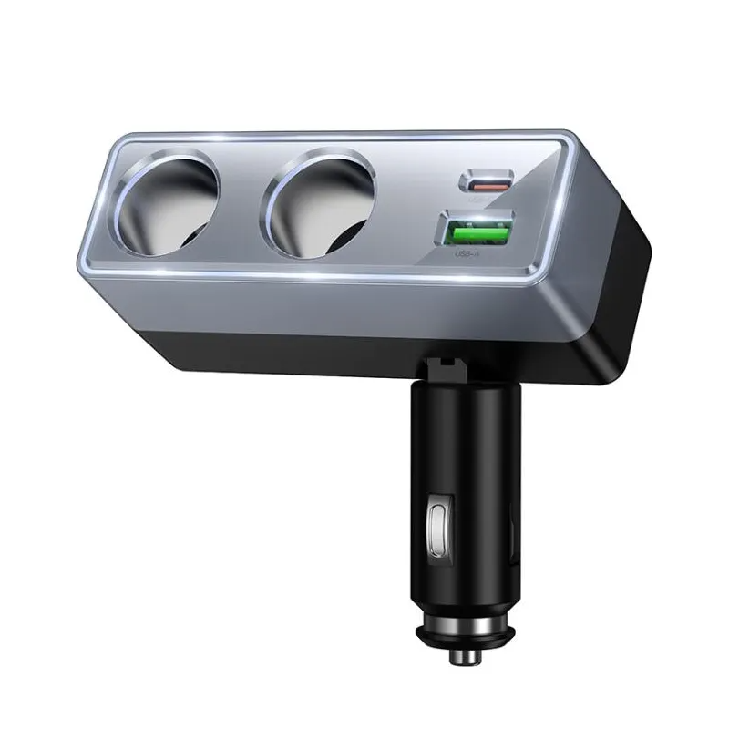 Caricatore Auto HOCO Z65B, 240W, 1 x USB-A - 1 x USB-C - 2 x Estensione Accendisigari, Nero