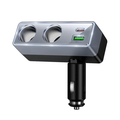 Caricatore Auto HOCO Z65B, 240W, 1 x USB-A - 1 x USB-C - 2 x Estensione Accendisigari, Nero