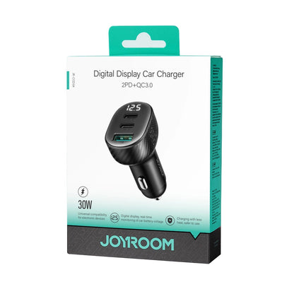 Caricabatterie Auto Joyroom JR-CCD04, 30W, 3A, 1 x USB-A - 2 x USB-C, Nero