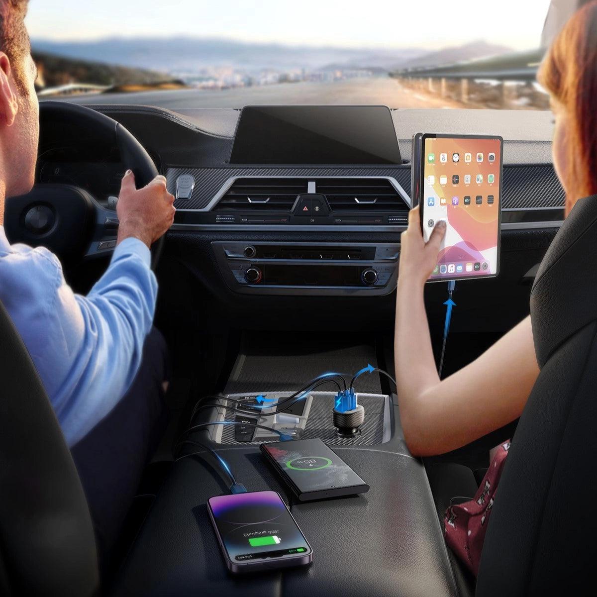 Caricabatterie Auto Joyroom JR-CCD04, 30W, 3A, 1 x USB-A - 2 x USB-C, Nero