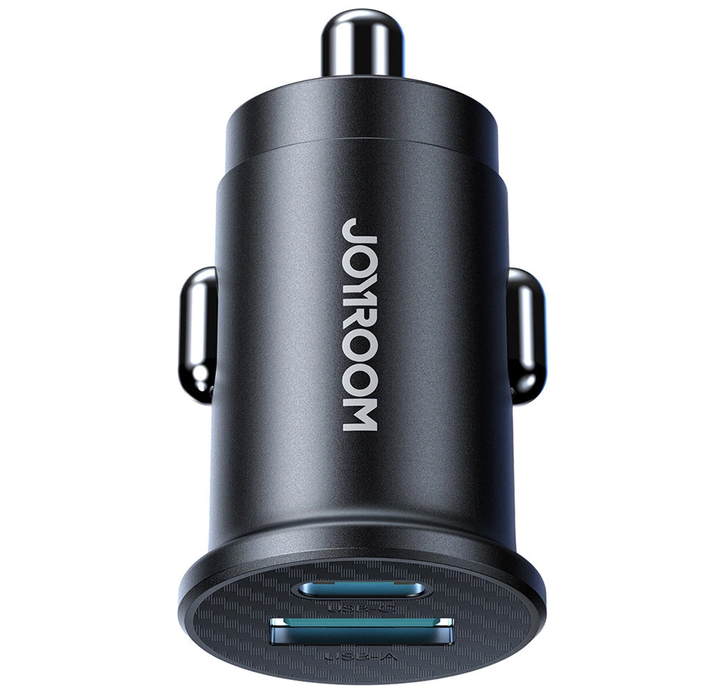 Joyroom JR-CCN16 Mini Car Charger, 12W, 2.4A, 1 x USB-A - 1 x USB-C, Black