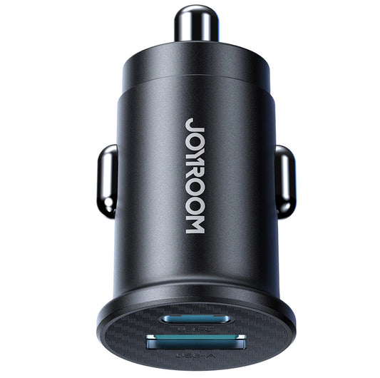 Joyroom JR-CCN16 Mini Car Charger, 12W, 2.4A, 1 x USB-A - 1 x USB-C, Black