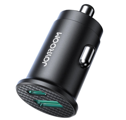 Joyroom JR-CCN16 Mini Car Charger, 12W, 2.4A, 1 x USB-A - 1 x USB-C, Black