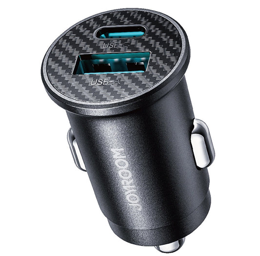 Joyroom JR-CCN16 Mini Car Charger, 12W, 2.4A, 1 x USB-A - 1 x USB-C, Black