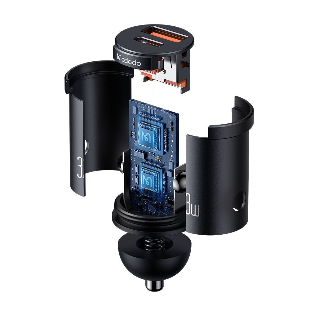 Caricabatterie Auto McDodo CC-2320 Cool, 33W, 3A, 1 x USB-A - 1 x USB-C, Nero