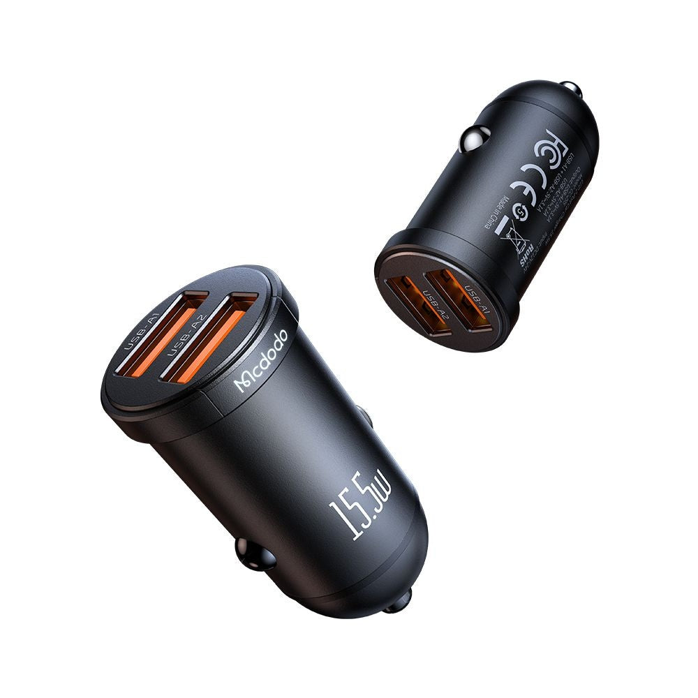 Caricabatterie Auto McDodo CC-2950 Cool, 15.5W, 3.1A, 2 x USB-A, Nero