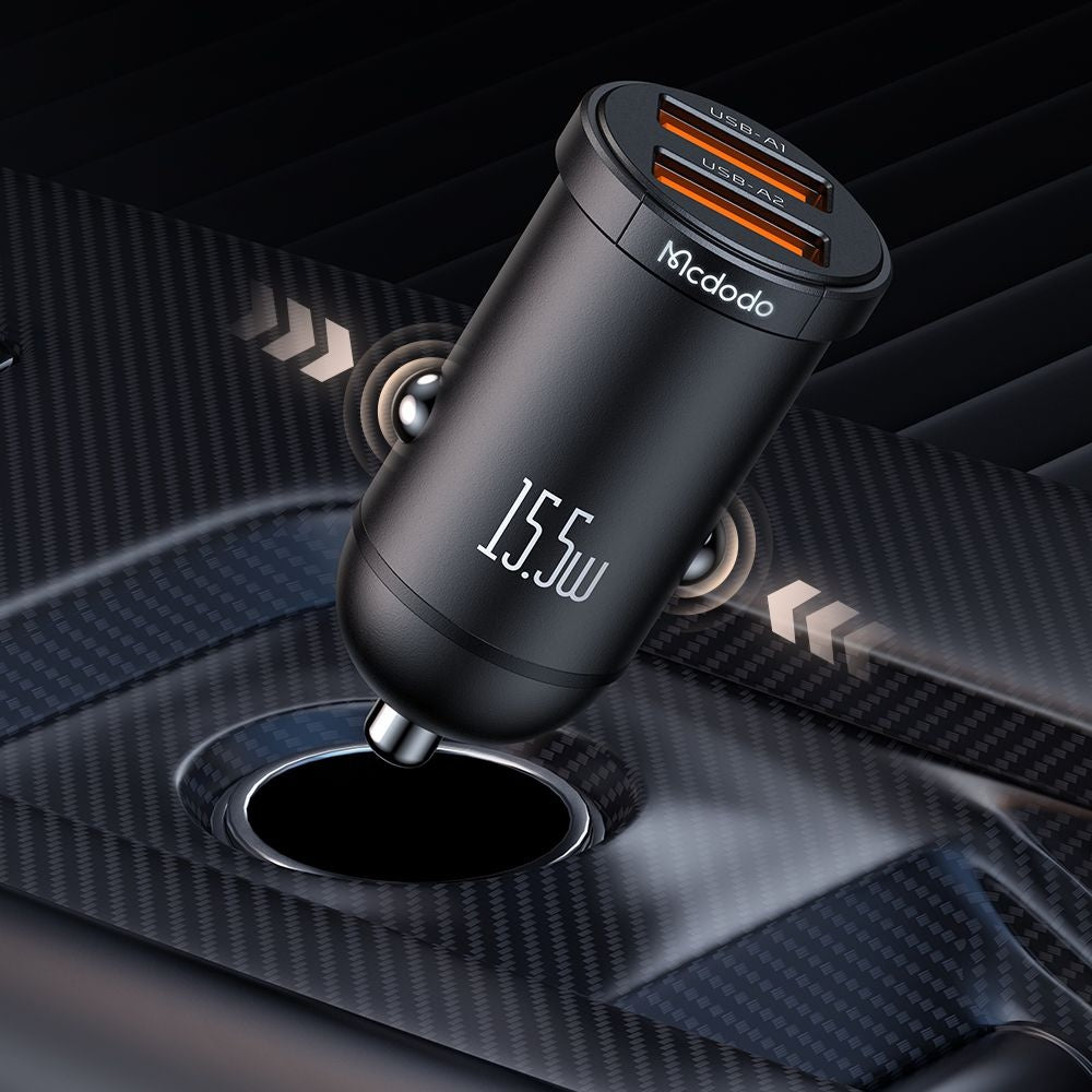 Caricabatterie Auto McDodo CC-2950 Cool, 15.5W, 3.1A, 2 x USB-A, Nero