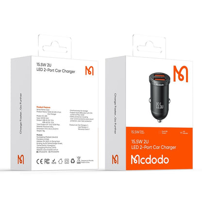 Caricabatterie Auto McDodo CC-2950 Cool, 15.5W, 3.1A, 2 x USB-A, Nero