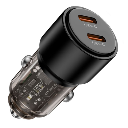 Caricatore Auto Tech-Protect CC03, 100W, 3.25A, 2 x USB-C, Nero