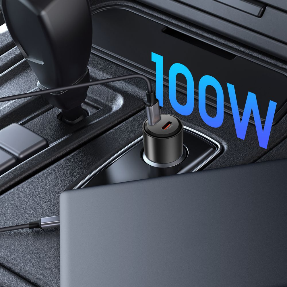 Caricatore Auto Tech-Protect CC03, 100W, 3.25A, 2 x USB-C, Nero