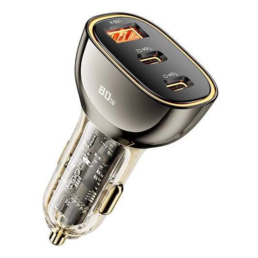 Caricabatterie da auto Toocki 2C+A, 80W, 3A, 1 x USB-A - 2 x USB-C, nero TCC2C 1A-XF01 TCC2C 1A-XF01