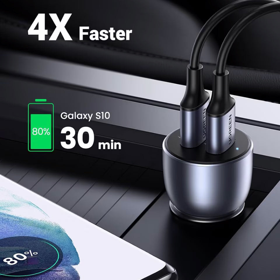 Caricabatterie per auto UGREEN CD213, 36W, 3A, 2 x USB-A, Grigio 