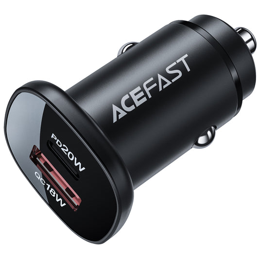 Acefast B1 Car Charger, 38W, 3A, 1 x USB-A - 1 x USB-C, Black