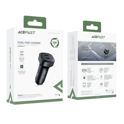 Caricabatterie Auto Acefast B2, 72W, 3A, 2 x USB-C, Nero