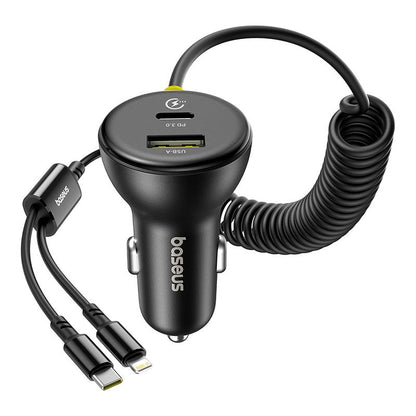 Caricabatterie Auto con Cavo USB-C / Lightning Baseus Circular, 60W, 3A, 1 x USB-A - 1 x USB-C, Nero C00035902121-00