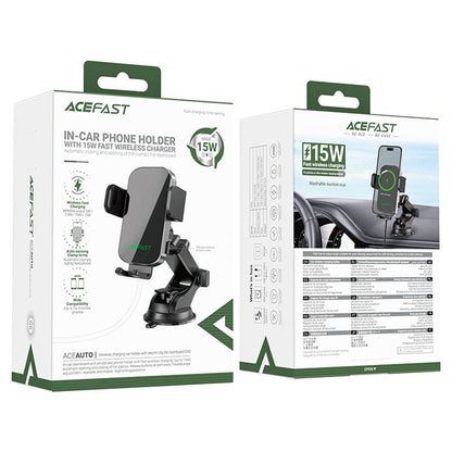 Caricabatterie Auto Wireless Acefast D53, 15W, 1.67A, Nero