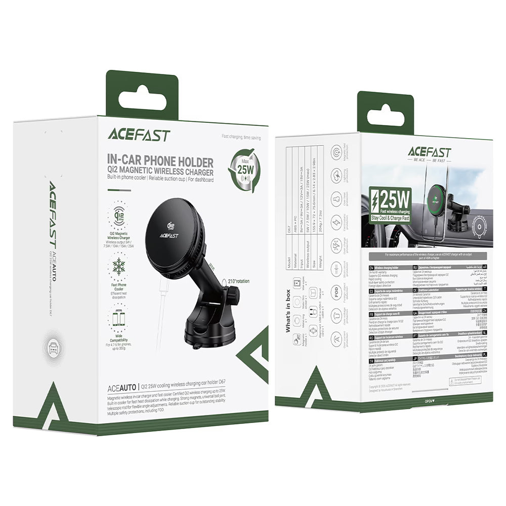 Caricatore Auto Wireless Acefast D67, 25W, Nero