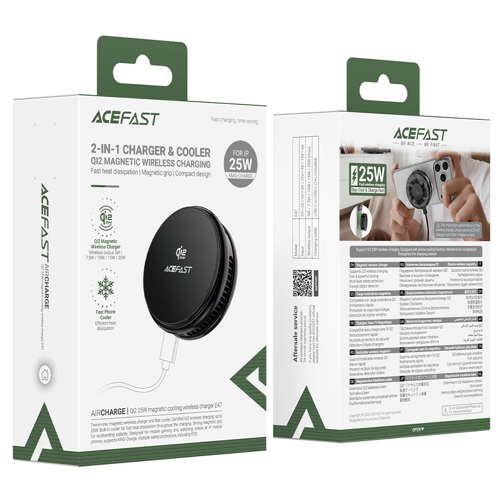 Acefast E47 2in1 Wireless Network Charger, 25W, Black