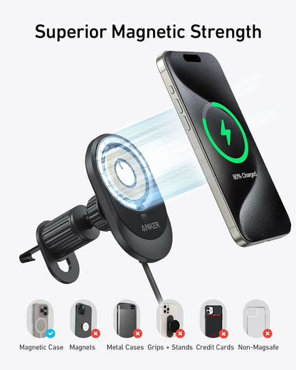 Caricabatterie Auto Wireless Anker MagGo, 15W, 1.67A, Nero B2932G11