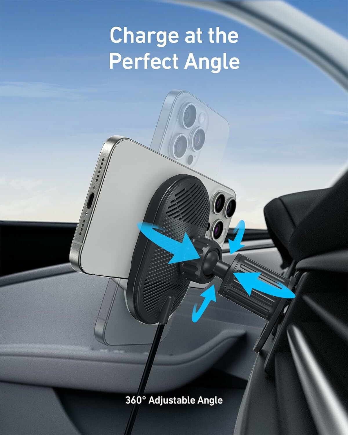 Caricabatterie Auto Wireless Anker MagGo, 15W, 1.67A, Nero B2932G11