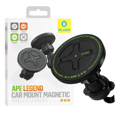 Caricabatterie Auto Wireless Blueo Ape Legend, 15W, 1.67A, Nero