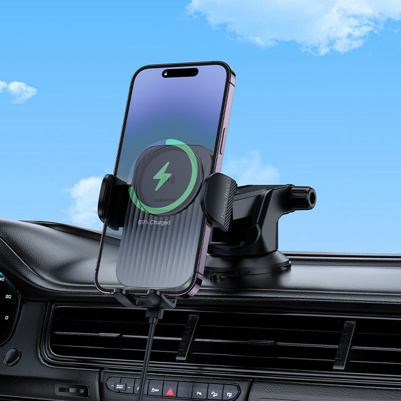 Caricabatterie Auto Wireless Borofone BH222 Leading, 15W, 1.67A, Nero
